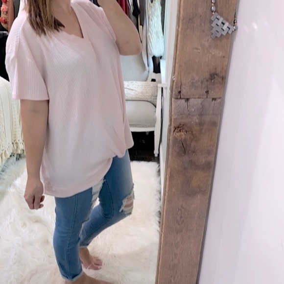 Time and Tru pink waffle knit top size xxxlarge - Picture 2 of 6
